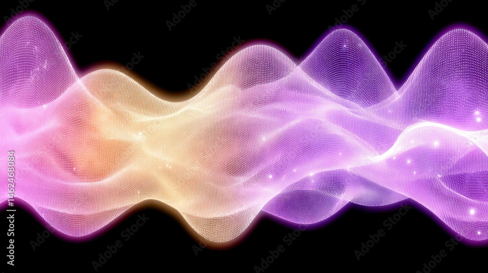 Poster abstract wave pattern with vibrant colors on a dark background.