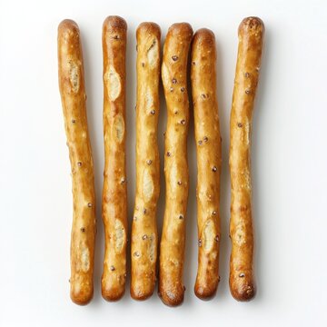 Crispy, golden-brown pretzel sticks, speckled with seeds