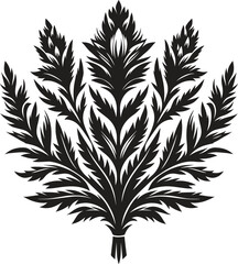 Acanthus flower bouquet silhouette vector illustration isolated on a white background