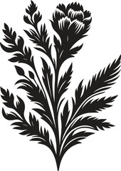 Acanthus flower bouquet silhouette vector illustration isolated on a white background