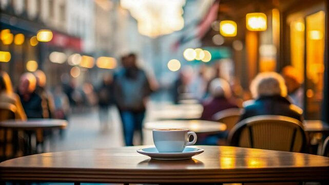 Warm Coffee at a Parisian Cafe Enjoying City Street Ambiance