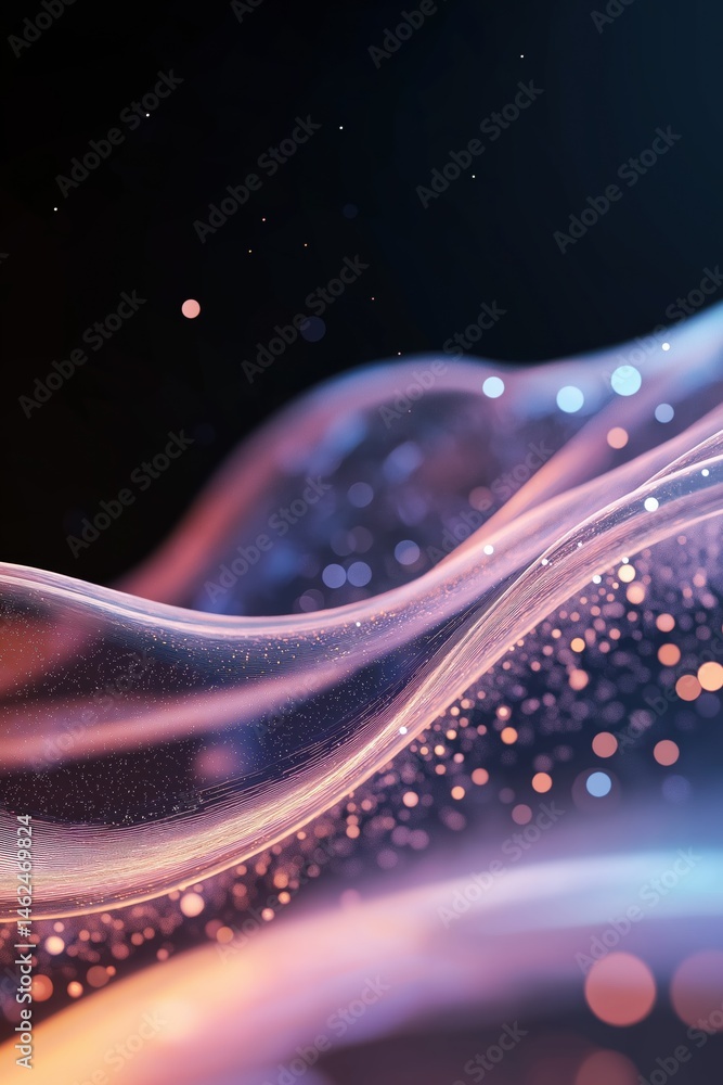Poster a blurry image of a wave with a lot of sparkles. the image has a dreamy, ethereal quality to it, as 