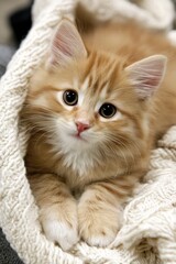 Adorable Kitten Nestled in Blanket &ndash; National Kitten Day