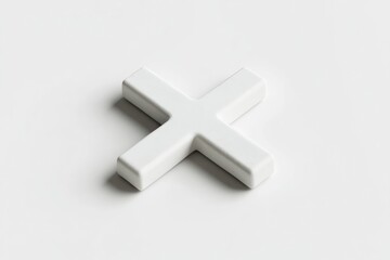 Obraz premium White 3D Cross Symbol on Plain Background