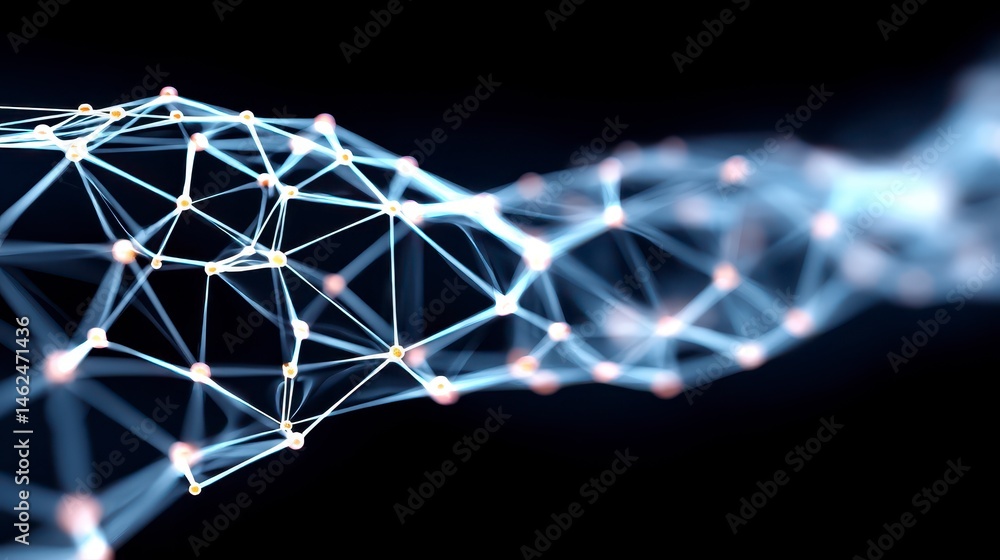 Aufkleber abstract network of glowing nodes and connections on a dark background
