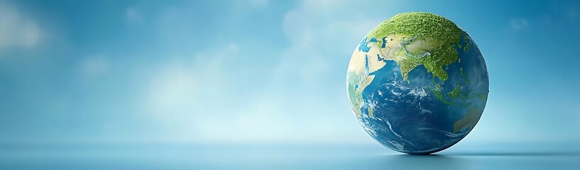 Obraz premium Green Earth, blue sky background, environmental concept