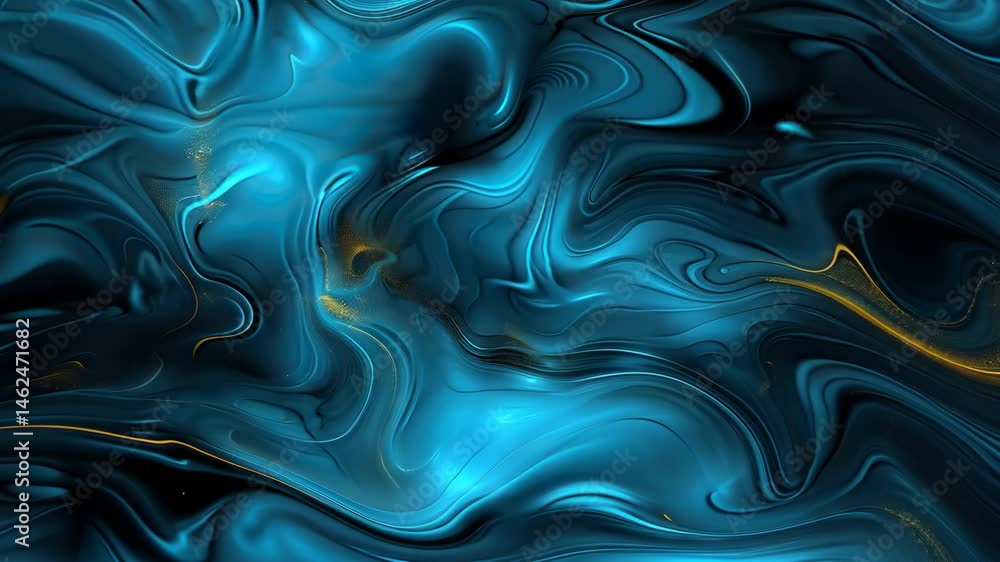 Poster colorful swirls of blue and gold create an abstract pattern full of dynamic movement and rich textur