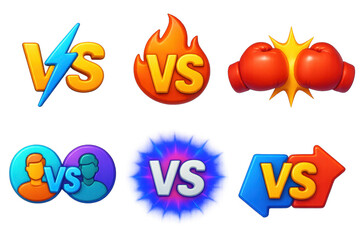 Obraz premium Colorful Versus Icons for Competitive Themes and Gaming Design