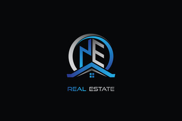 NE real estate letters logo design for construction or house. NE real estate letters logo Vector design