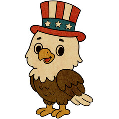 Cute Bald Eagle Chick Wearing Uncle Sam Hat