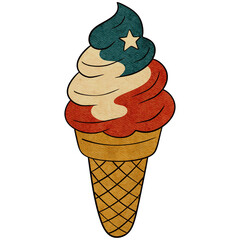 Retro Patriotic Ice Cream Cone