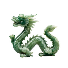 Obraz premium Jade Chinese dragon figurine coiled isolated on transparent background