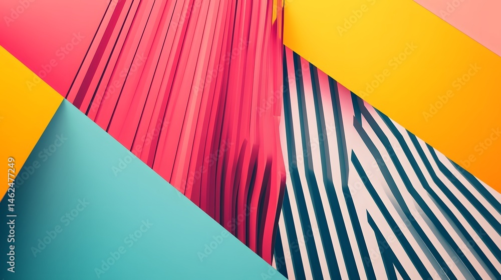 Poster vibrant abstract design with bold colors and dynamic shapes.