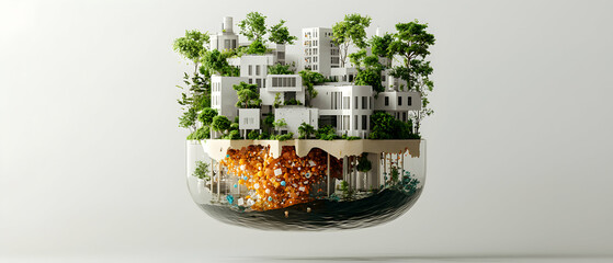 A surreal depiction of an eco-friendly city within a glass dome. Excellent for environmental awareness campaigns or architectural concepts. Use it to spark discussion.