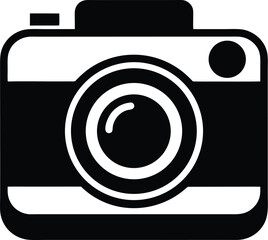 Camera silhouette, Camera silhouette vector art illustration, black camera outline, retro camera shape, flat design illustration