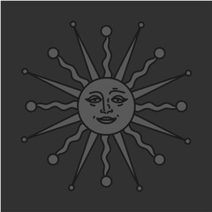 antique sun illustration; vintage solar depiction