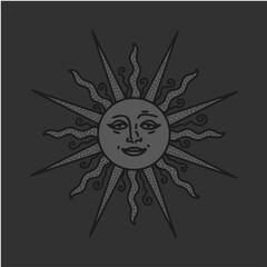 antique sun illustration; vintage solar depiction