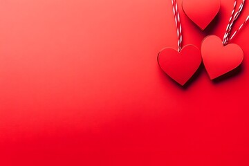 Red Hearts Hanging Valentine's Day Background