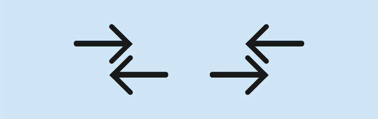 arrows flat set. You-turn, left, right, two way, three way transportation direction arrow symbol.