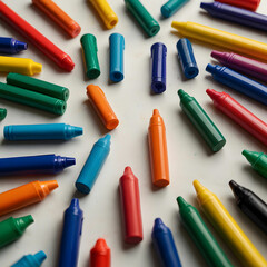 colored markers on white background