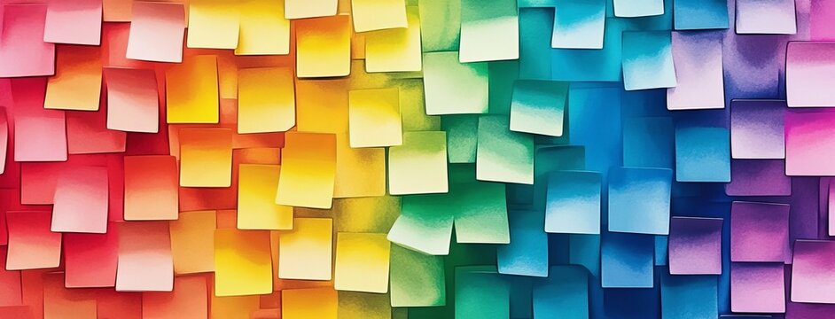 Rainbow Sticky Notes Colorful Abstract Wall, texture ,gradient