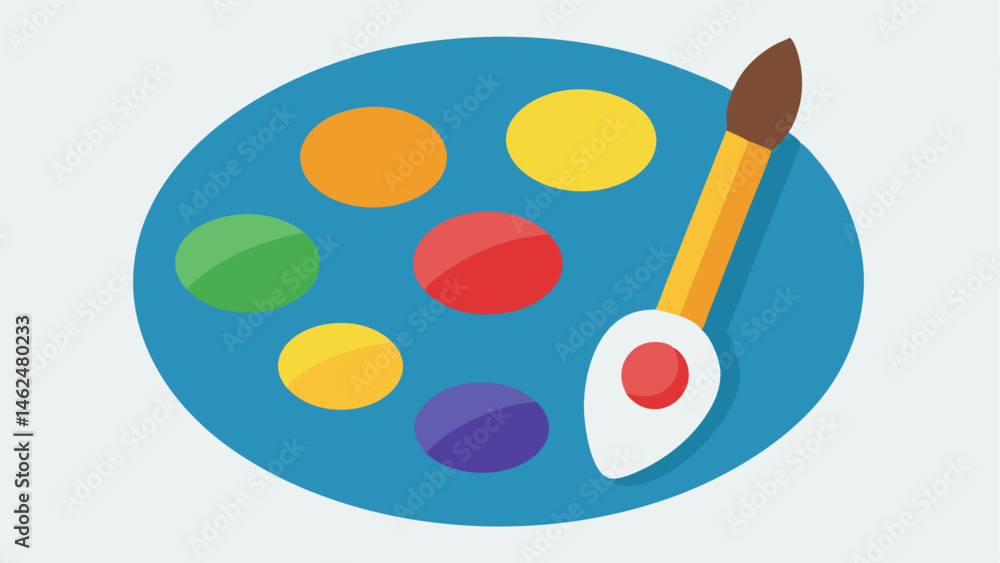 Poster palette of colors a closeup vector of a palette with various colors of paint with textural elements 