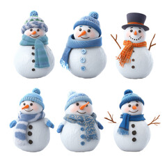 Charming Winter Snowmen Collection - Festive Holiday Decor , isolated on white background png