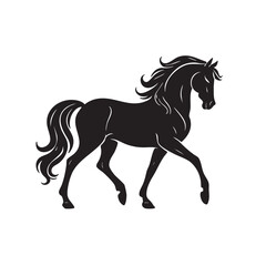Black stallion silhouette vector illustration of a running wild horse