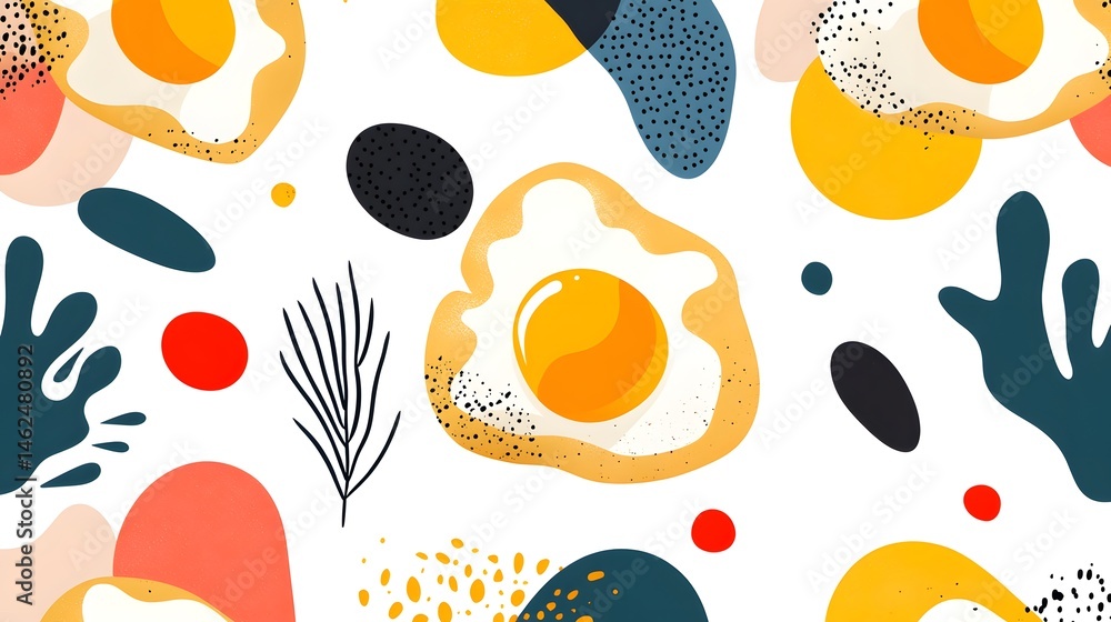 Aufkleber abstract egg pattern design with colorful shapes.