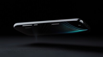 Sleek, modern mobile phone hovering gracefully.