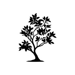 Obraz premium A solitary tree silhouette against a stark white canvas, conveying simplistic beauty
