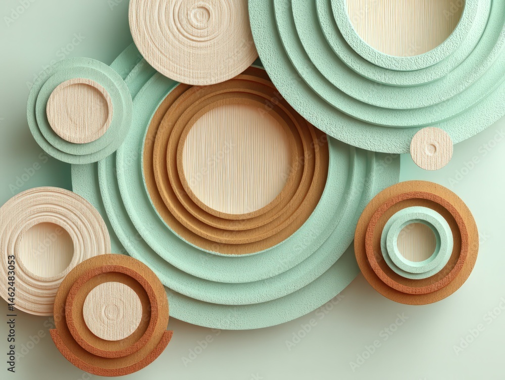 Poster abstract layered circles in soft colors for modern design aesthetics