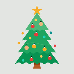 Abstract vector Christmas tree illustration with a star is a merry holiday decoration
