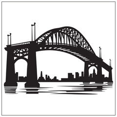 Fototapeta premium Bridge Silhouette, River, Sunset