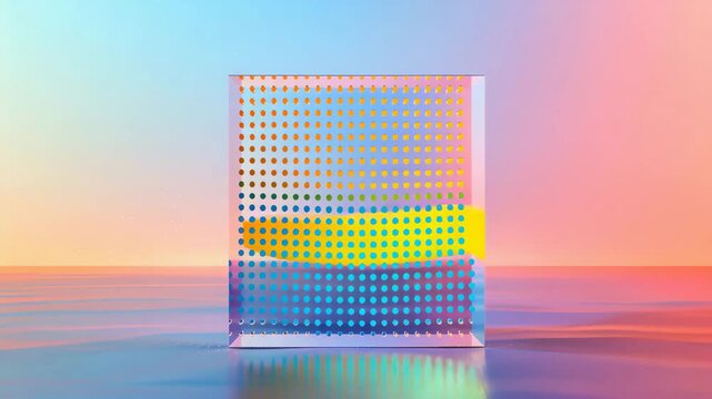 A plastic transparent plate that changes color with many small round holes
