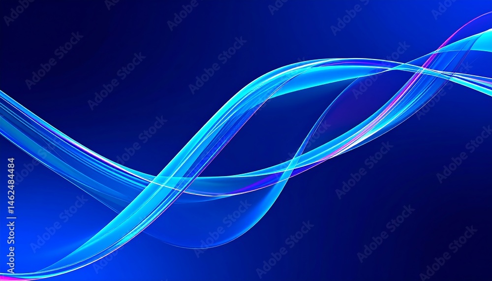 Poster dark blue 3d background with glass transparent triangle plates row. crystal light curve wave line pa