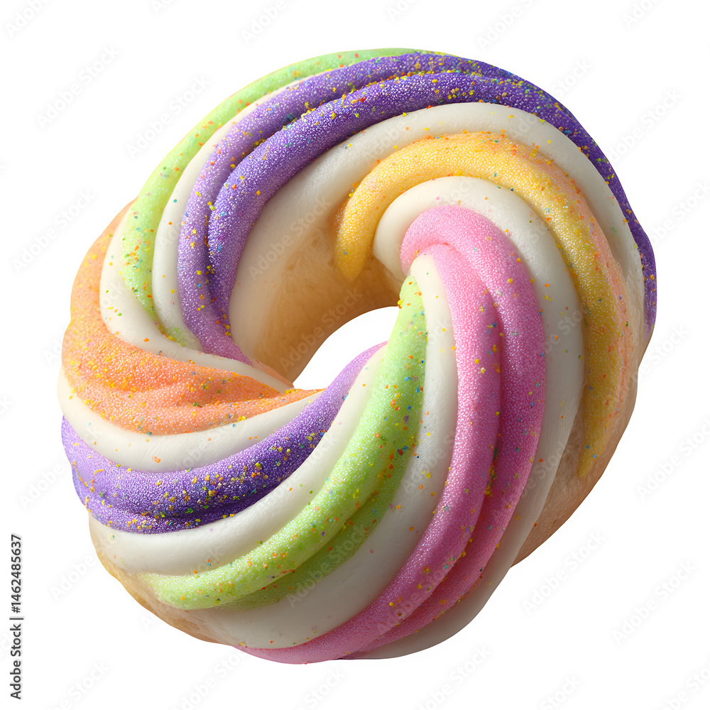 Poster rainbow bagel cut displaying swirls isolated on transparent background