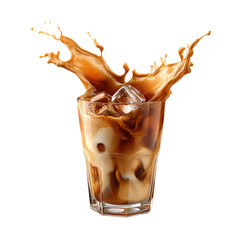Iced Coffee Splash - A Refreshing Summer Drink , isolated on white background png