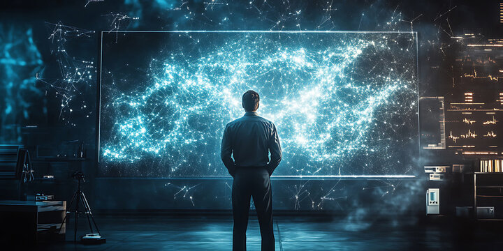 Futuristic Man Data Stream Background Image Wallpaper Background