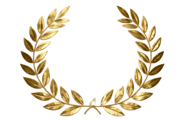  Set of Gold laurel wreath, gold leaf crown with olive leaves on a transparent background