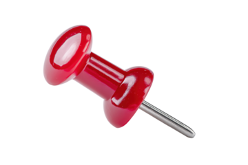 Red Push Pin on White Background, PNG clipart element with transparency