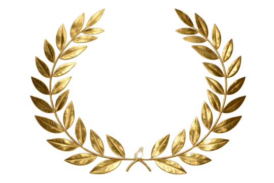  Set of Gold laurel wreath, gold leaf crown with olive leaves on a transparent background - Powered by Adobe