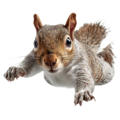 Obraz premium Adorable Grey Squirrel in Mid-Air Leap , isolated on white background png