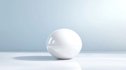 A glossy white sphere resting on a smooth surface, minimalist composition with soft lighting and subtle shadow, and modern design concept.
