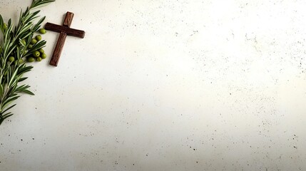 Faithful wooden cross atop a textured surface.