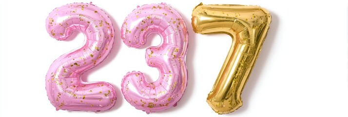 Pink And Gold Number Balloons 237