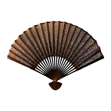 Samurai war fan tessen iron ribs isolated on transparent background
