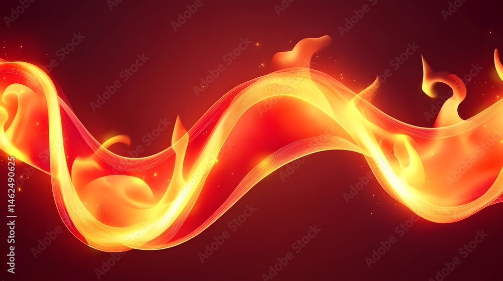 Poster abstract fiery flames flowing in a wave pattern.