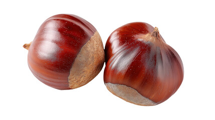 Obraz premium Fresh Chestnuts on a White Background, PNG clipart element with transparency