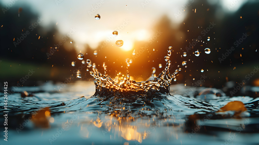 Poster a stunning macro shot captures the dynamic splash of water. a beautiful composition of light and ref